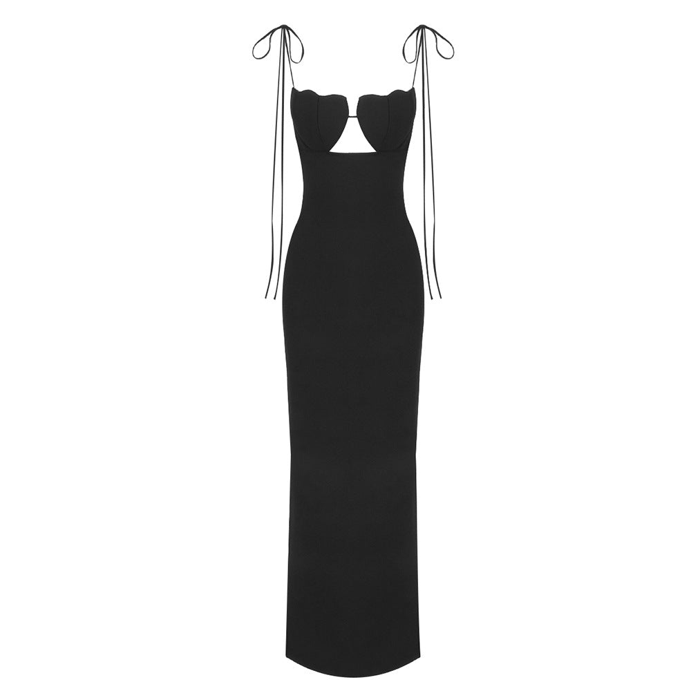 Shell Chest Cup Strap Dress Dress Backless Wearable