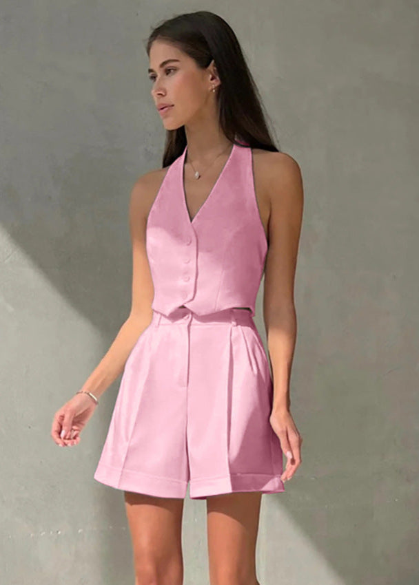 Sierra Tailored Halter Vest & Shorts Set