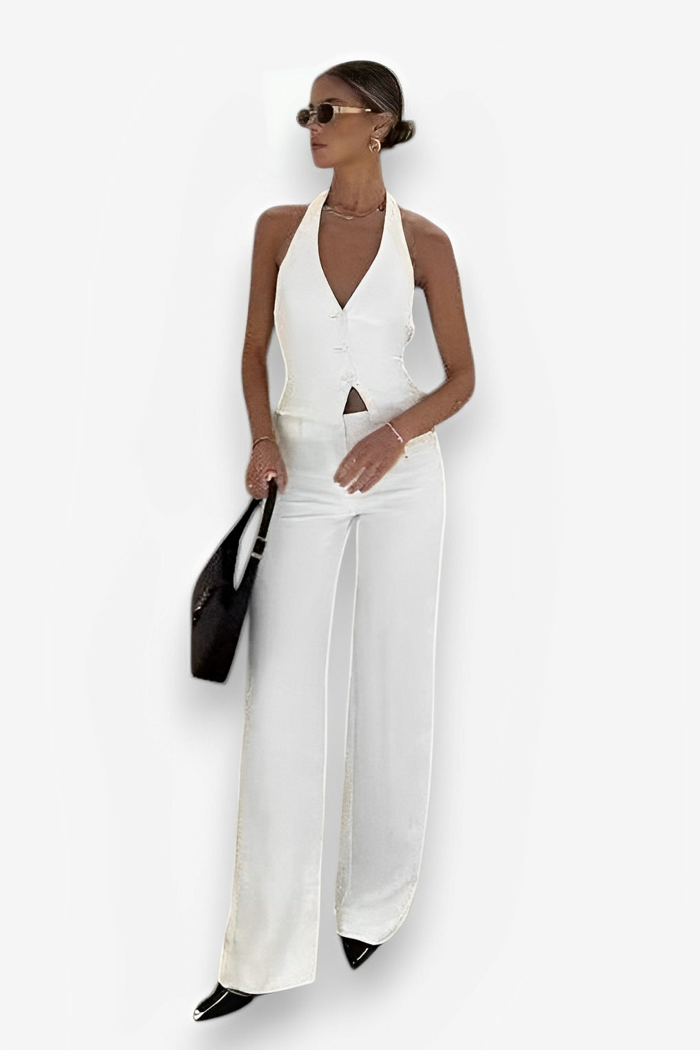 Backless Suspender Top pants Suit