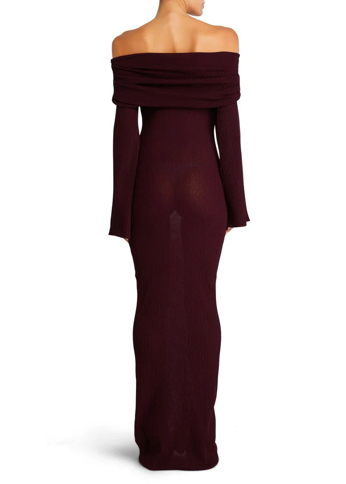 Mysterious Elegance Off-Shoulder Long Sleeve Maxi Dress