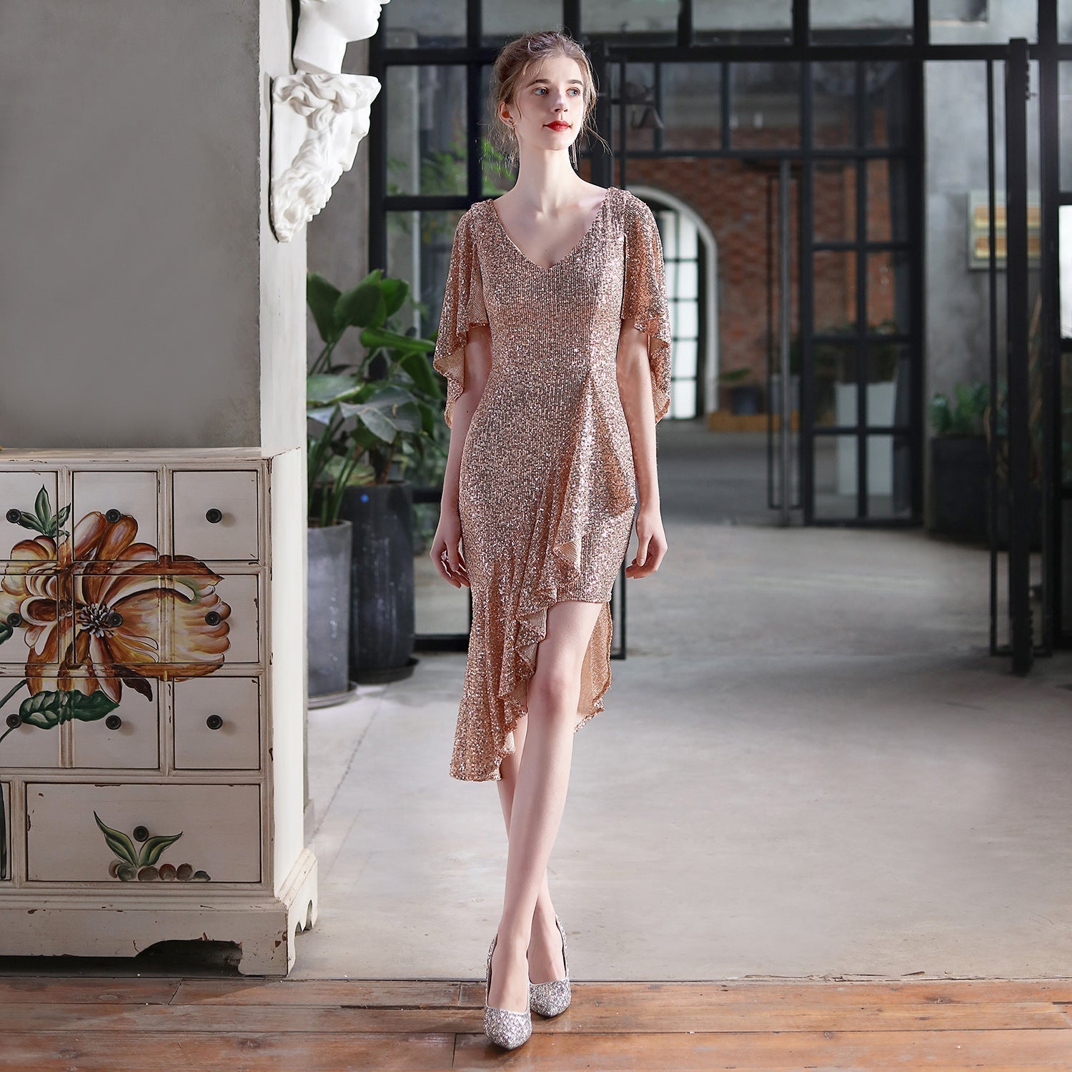 Cocktail Evening Colorful Sequin Short Dress Party Gathering Small Dress Fairy