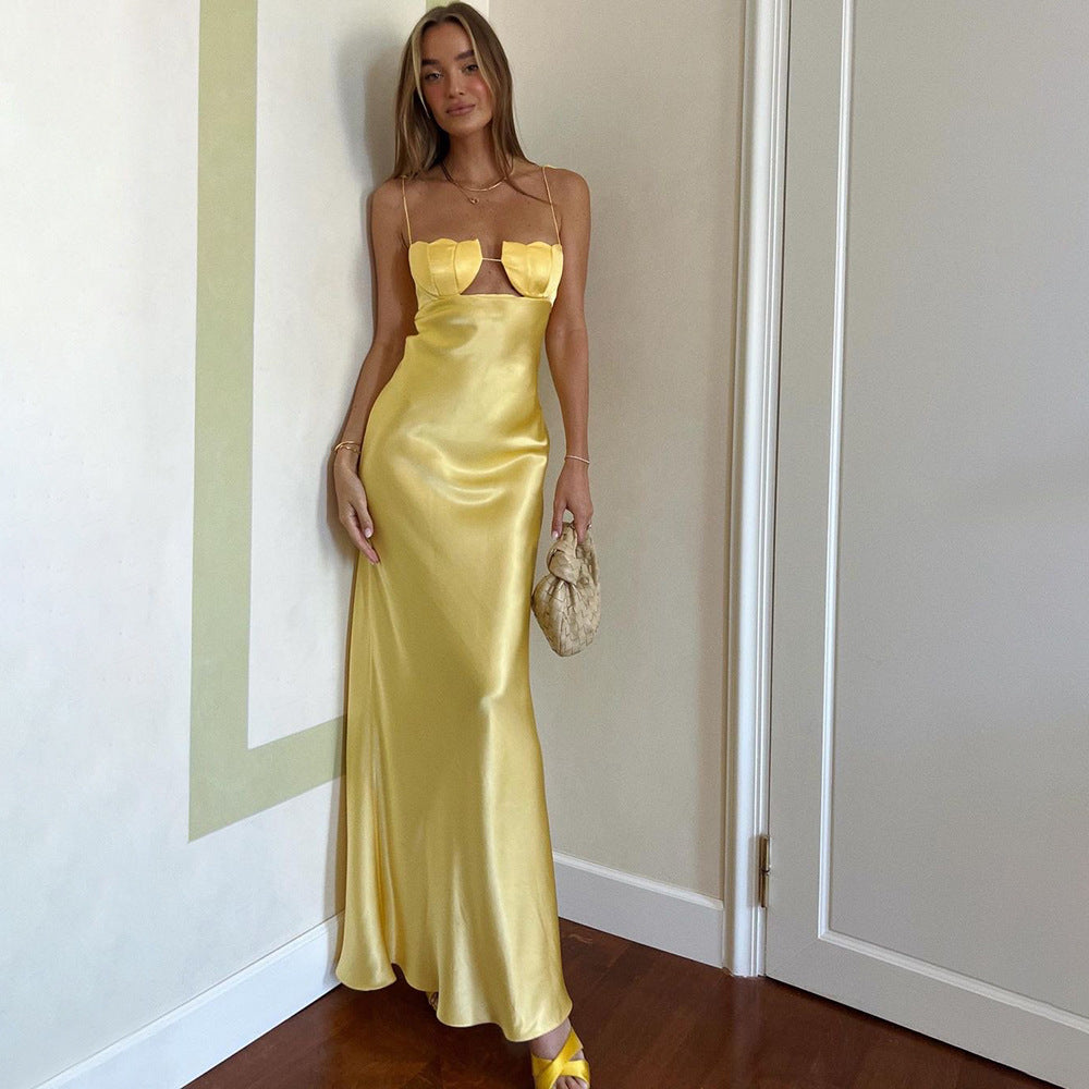 Shell Chest Cup Strap Dress Dress Backless Wearable