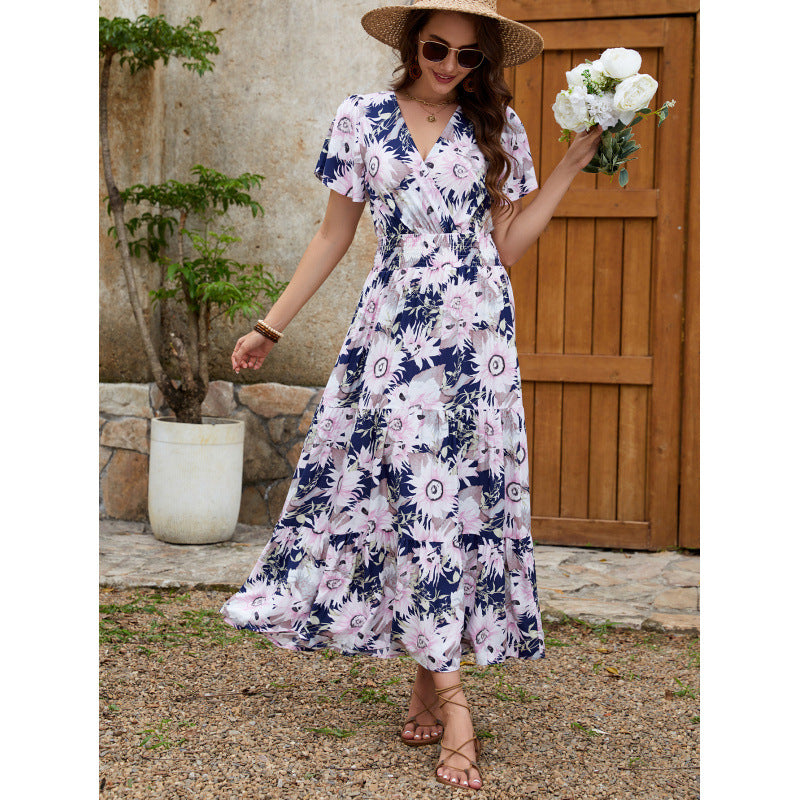 Violeta Aesthetic Women's Floral Wrap Midi Dress Everyday Luxe Edit