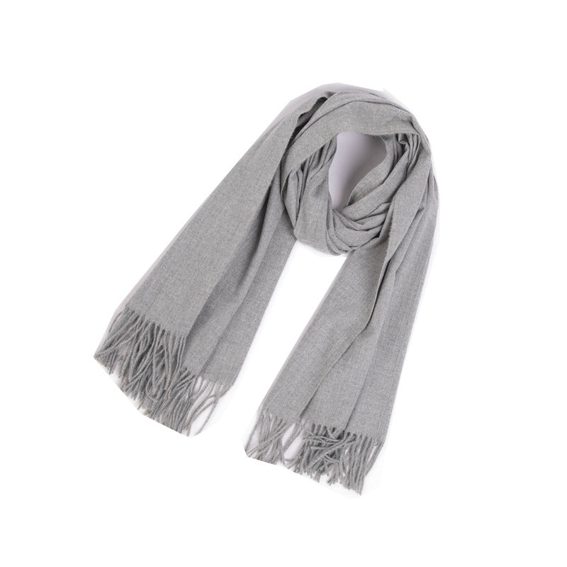 New Autumn Winter Fullpolyester Tassel Solidcolored Versatile Scarf