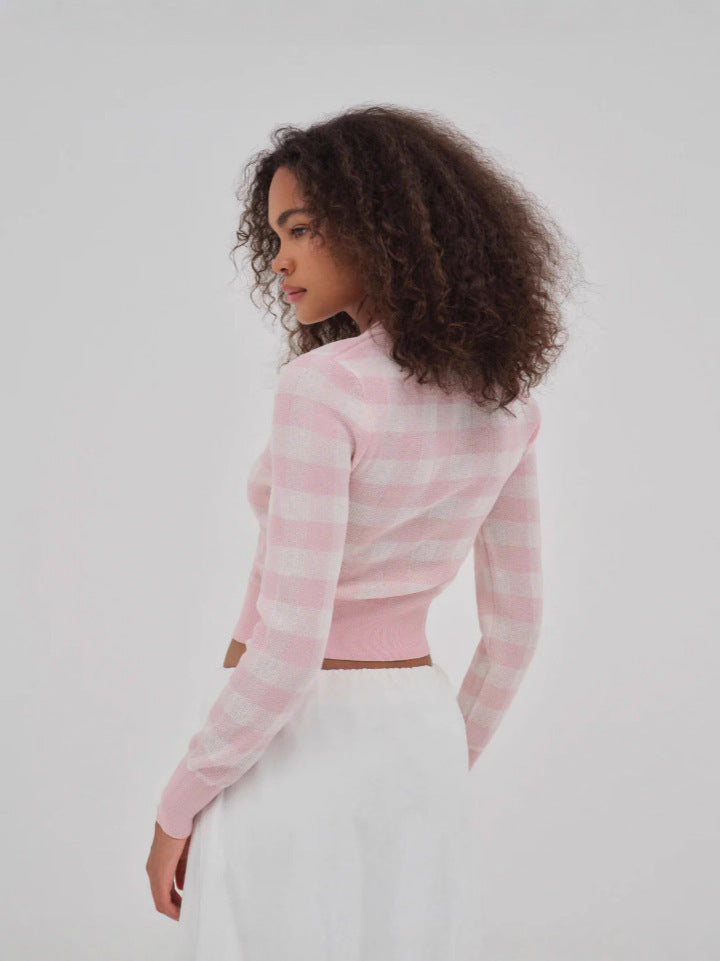 Sweet Soft Pink Striped Cardigen