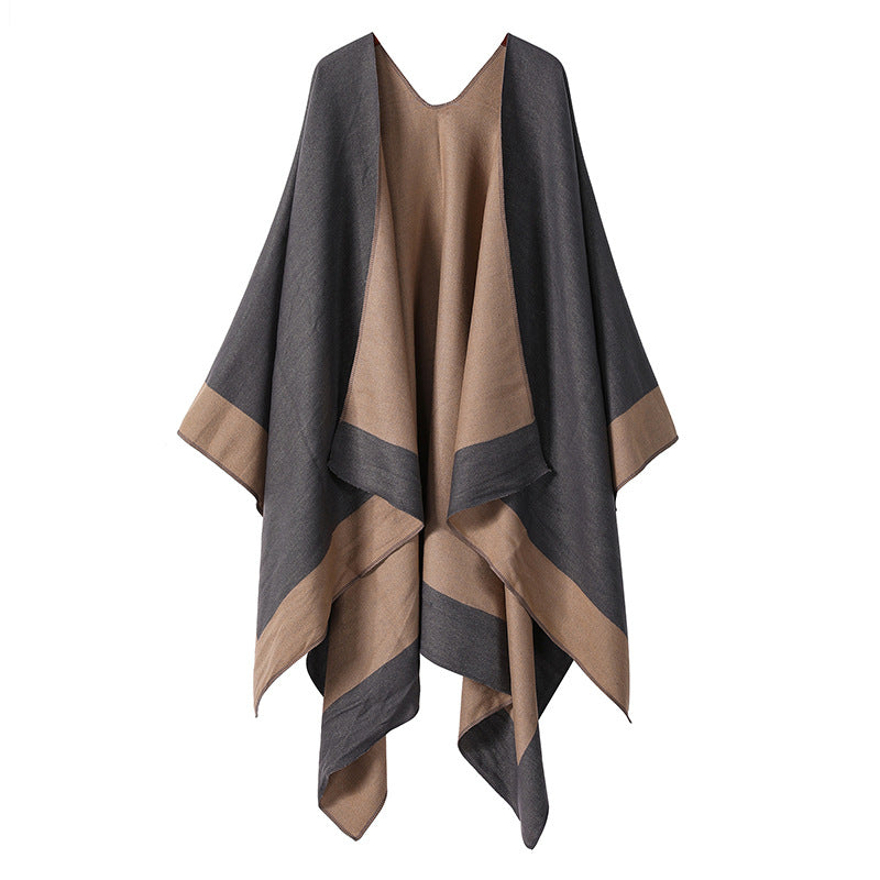 Plaincolored Doublesided Cape Autumn Winter Simple Scarf