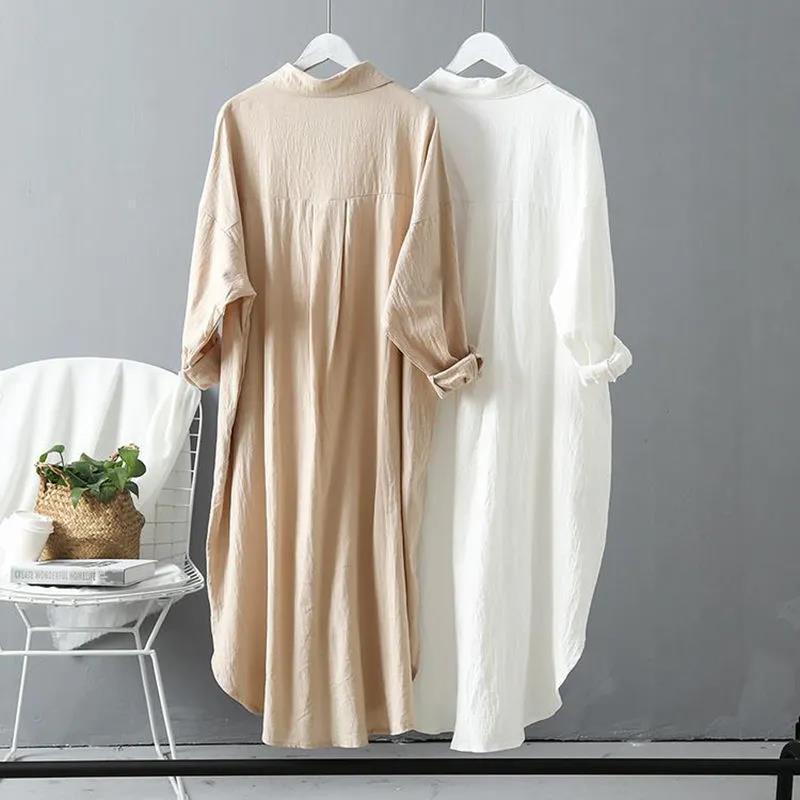 Thalia Effortless Long Linen Shirt Dress Premium Wardrobe Essential