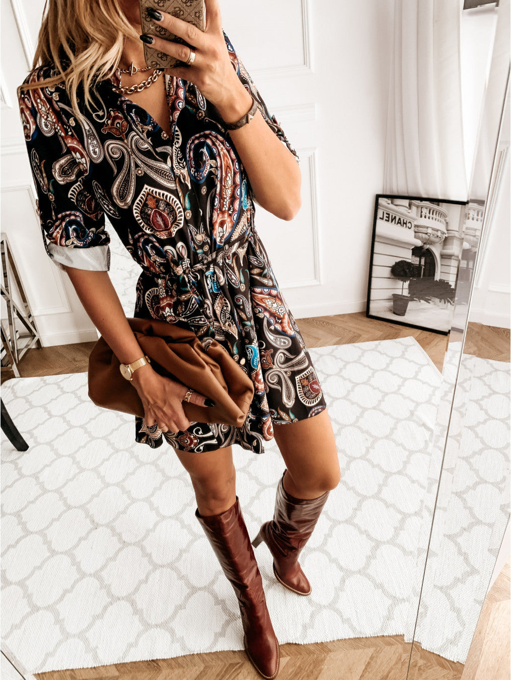 Ridgewood Printed Button Down Shirt Dress FINAL