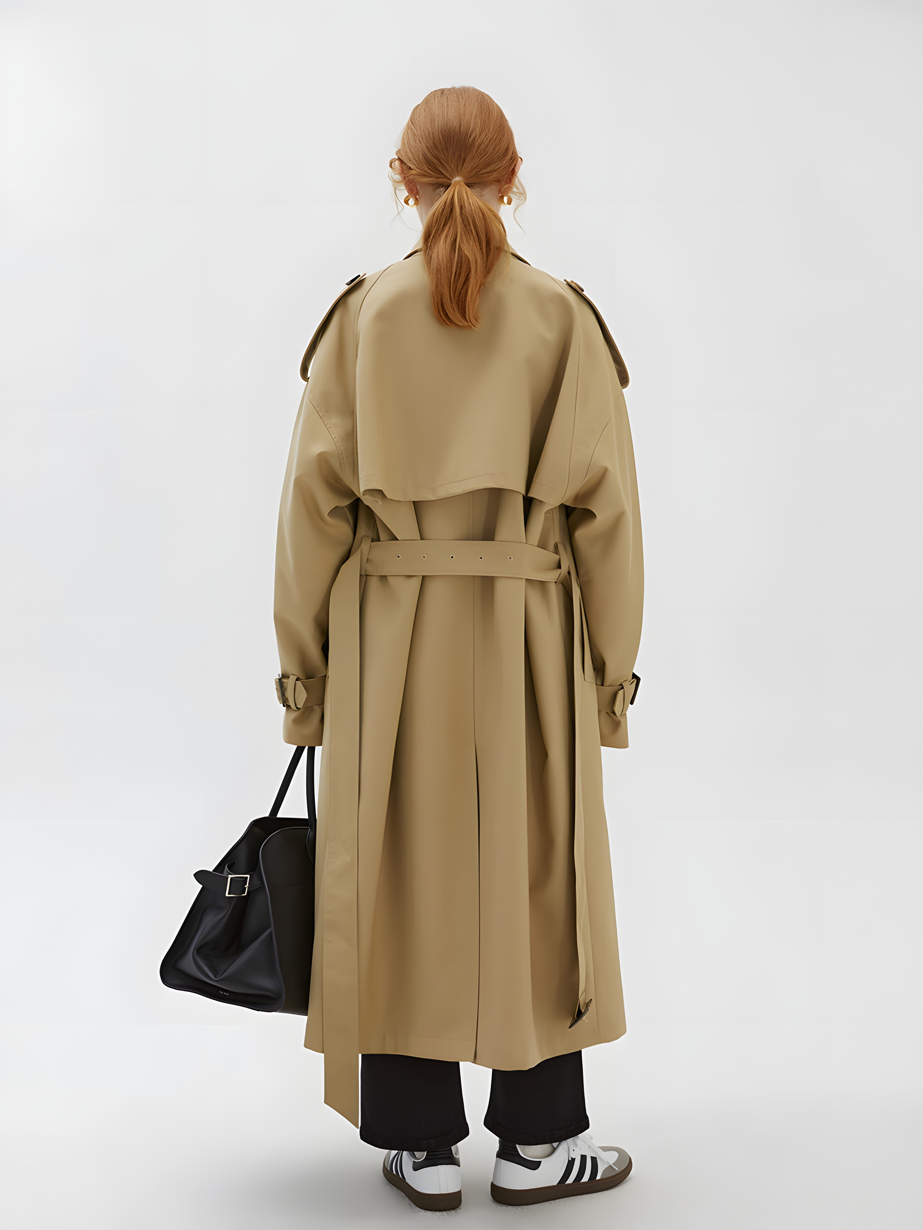 Khaki Double-Breasted Trench Coat