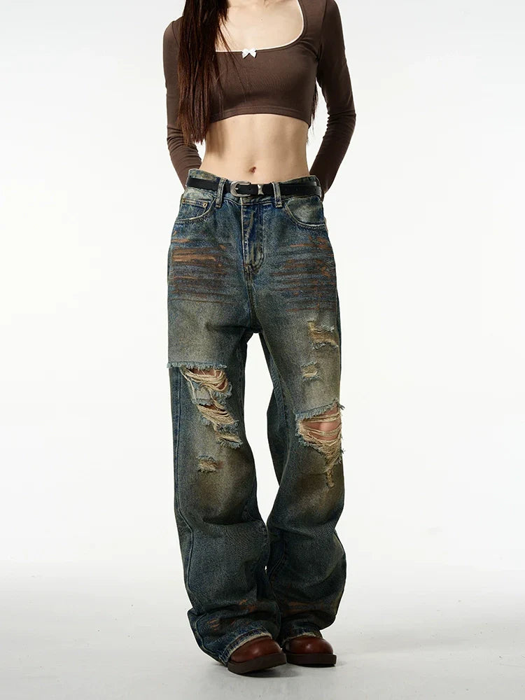 Distressed Baggy Ripped Denim Jeans