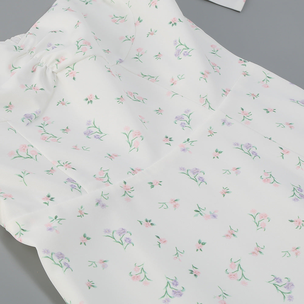 Suspender Ivory Print Dress