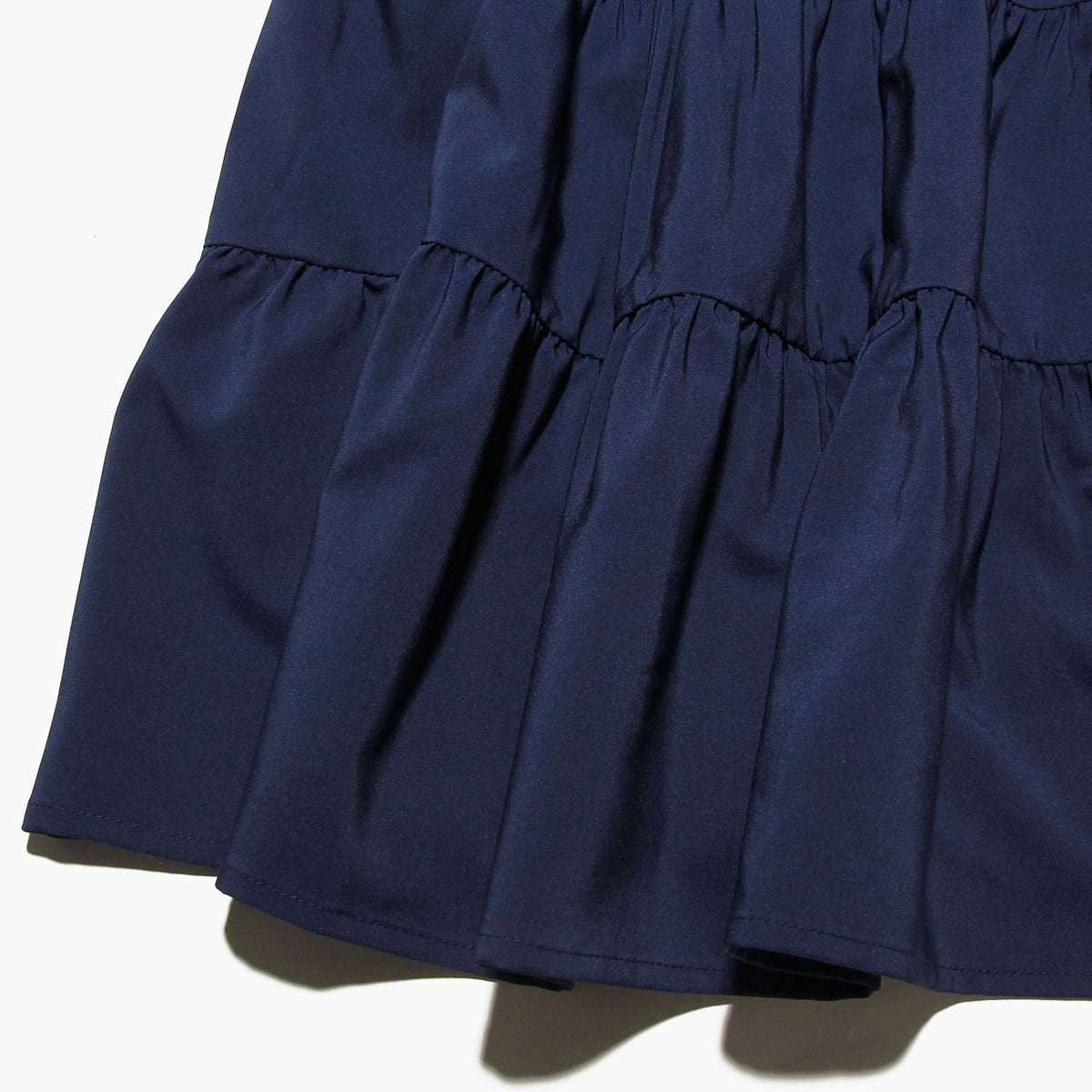 Deep V-Neck Ruffle Trim Tiered A-Line Mini Dress