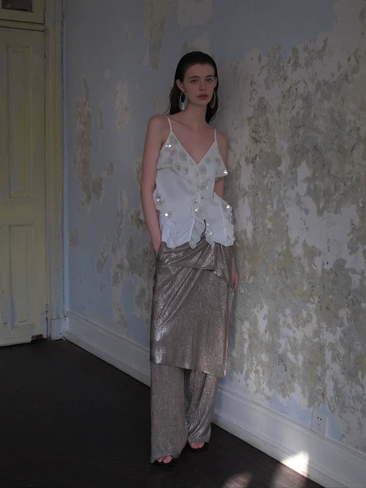 Sequin Embellished Sheer Overlay Dress
