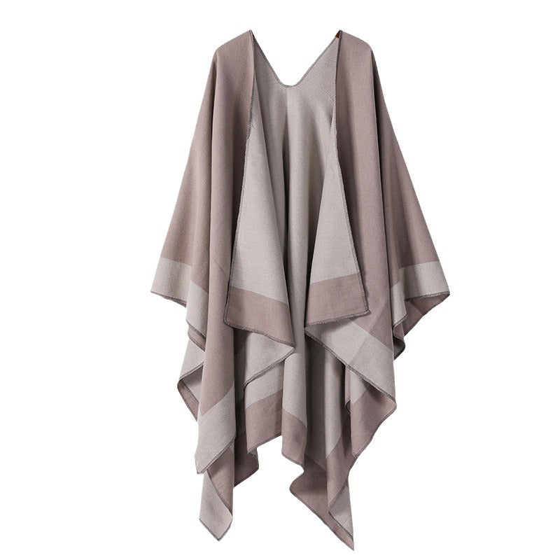 Plaincolored Doublesided Cape Autumn Winter Simple Scarf