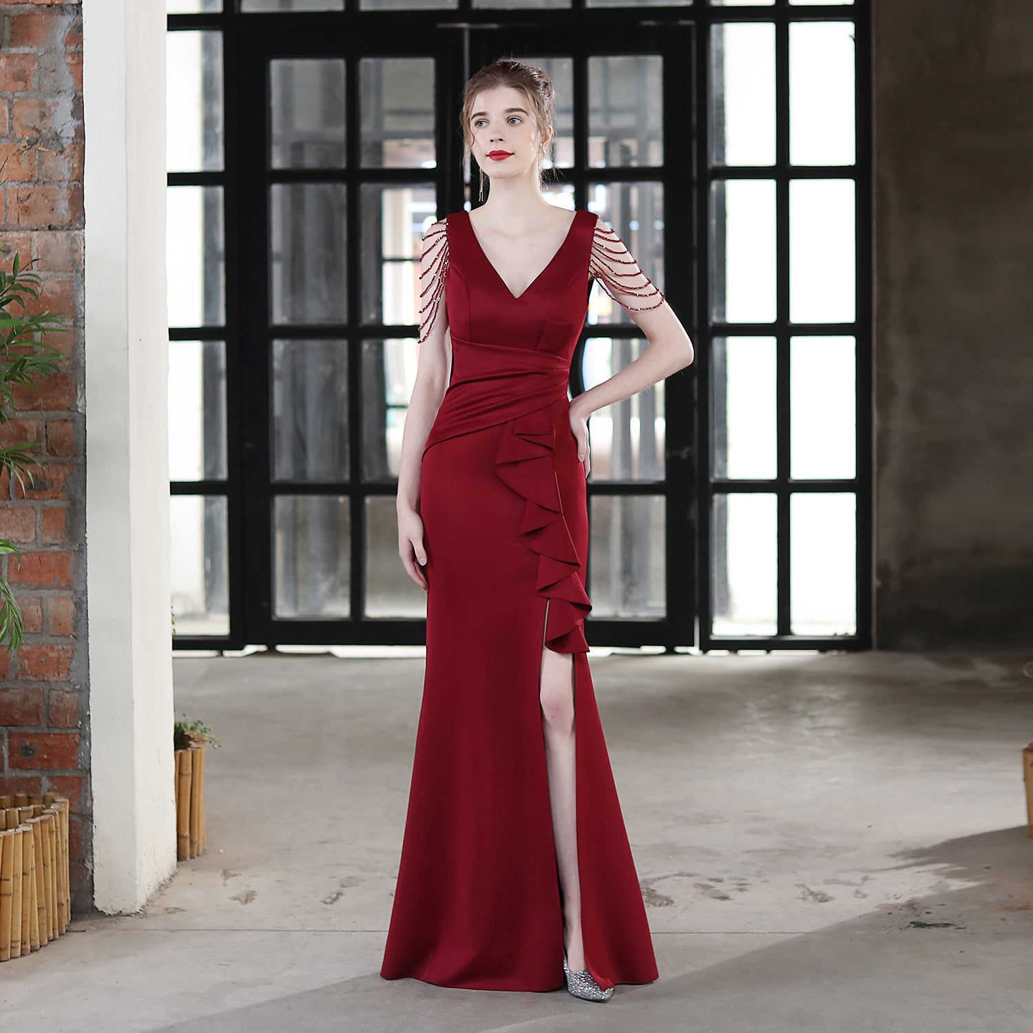 Toast Dress Bride Long Sling Appreciation Dinner Slim-Fit Fishtail Wedding Car Model Exhibition Dress