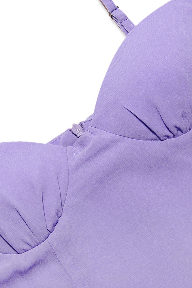 Lilac Sweetheart Spaghetti Strap Bustier Fit Flare Mini Dress
