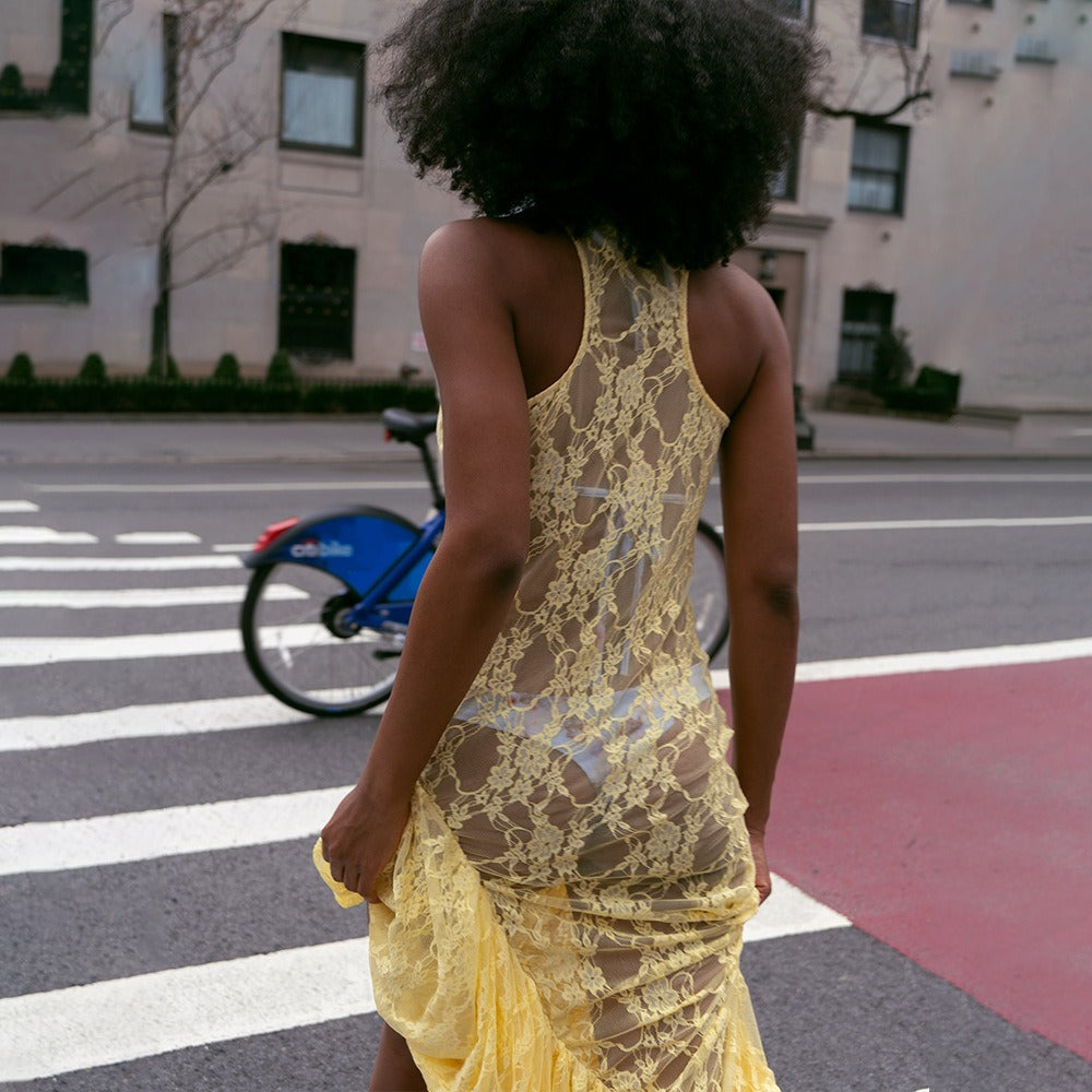 Lace See-Through Irregular Dress