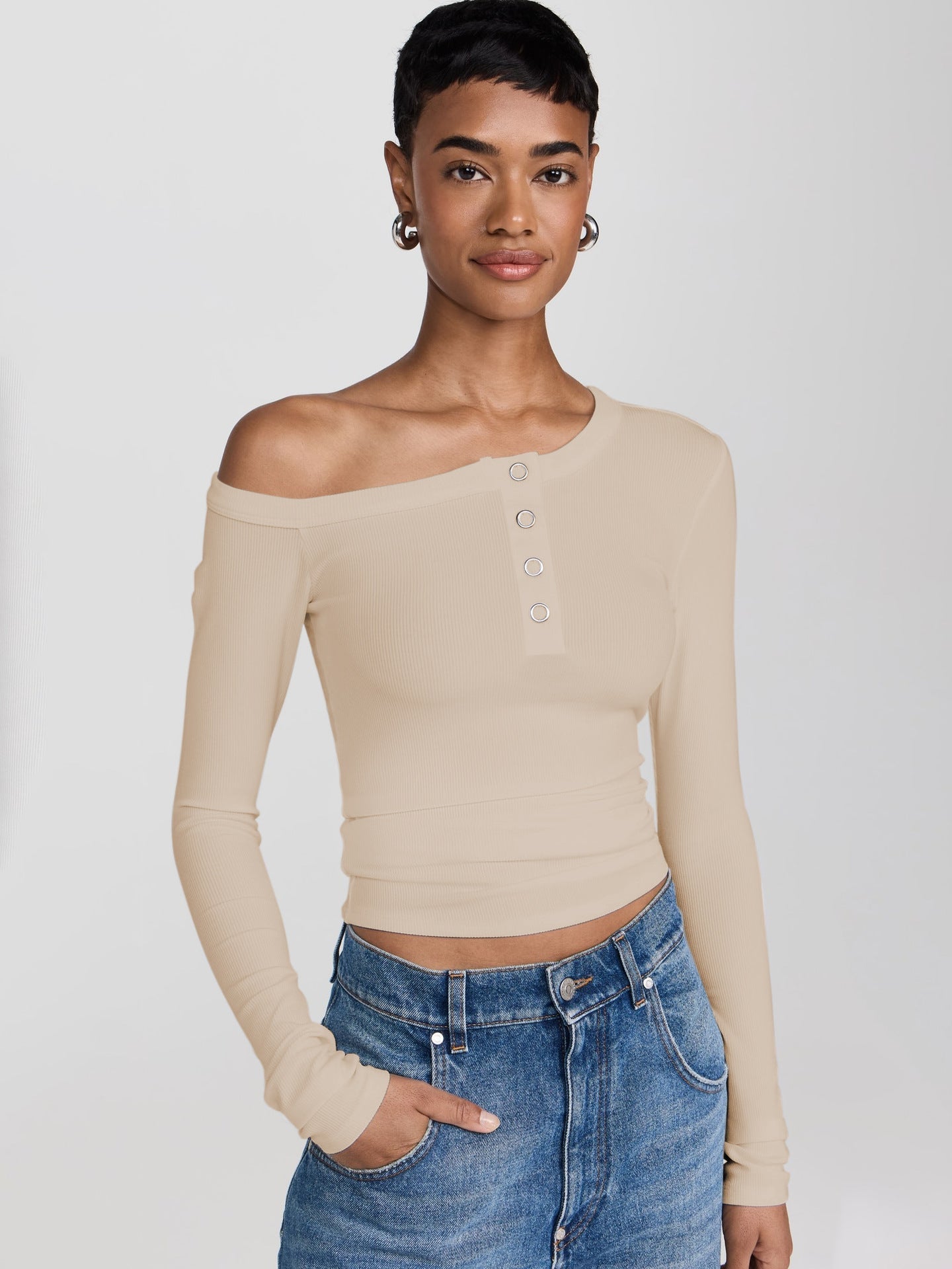 Individual Stylish Off-Shoulder Top