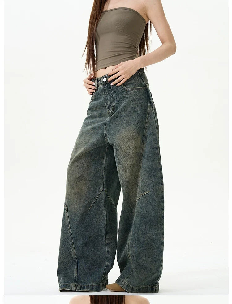 Extreme Wide-Leg Vintage Wash Jeans