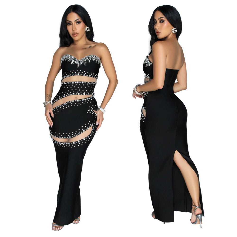 Strapless Sleeveless Long Hip Dress