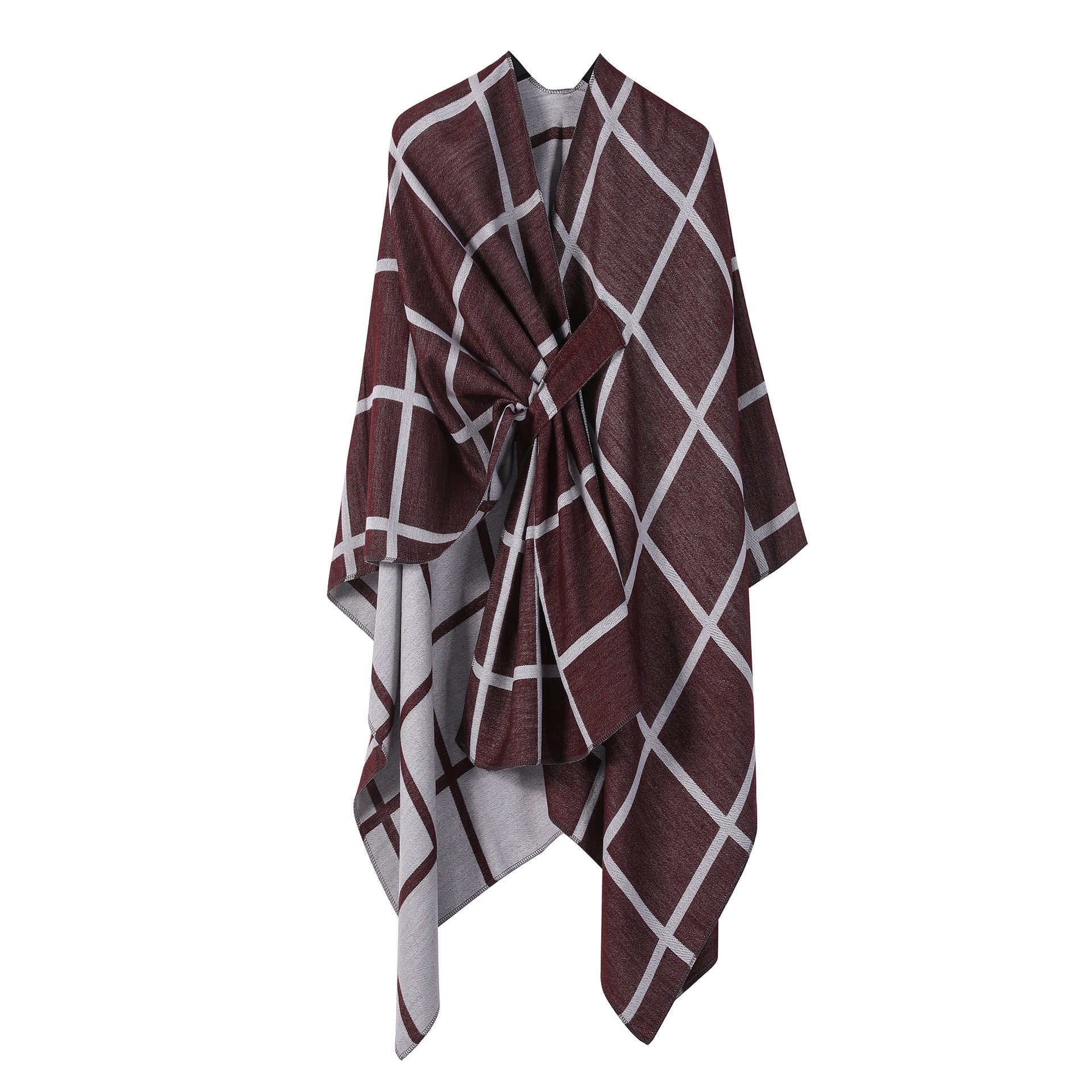 Bestselling Sidetied Plaid Split Cape Warm Crossborder Scarf