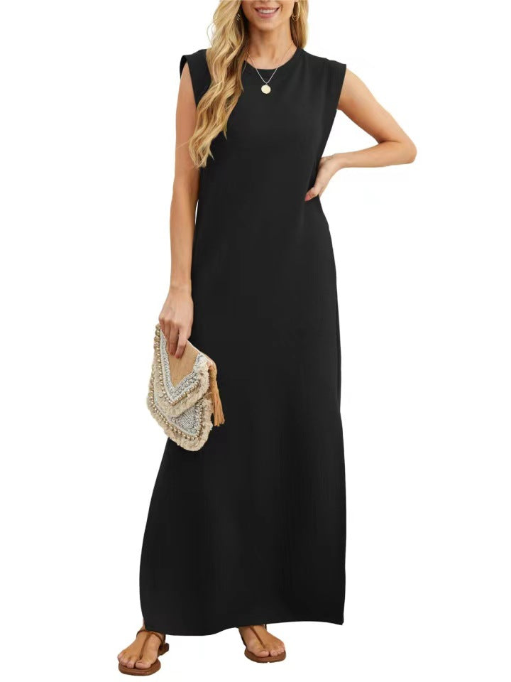 Linen & Cotton Pocketed Maxi Dress