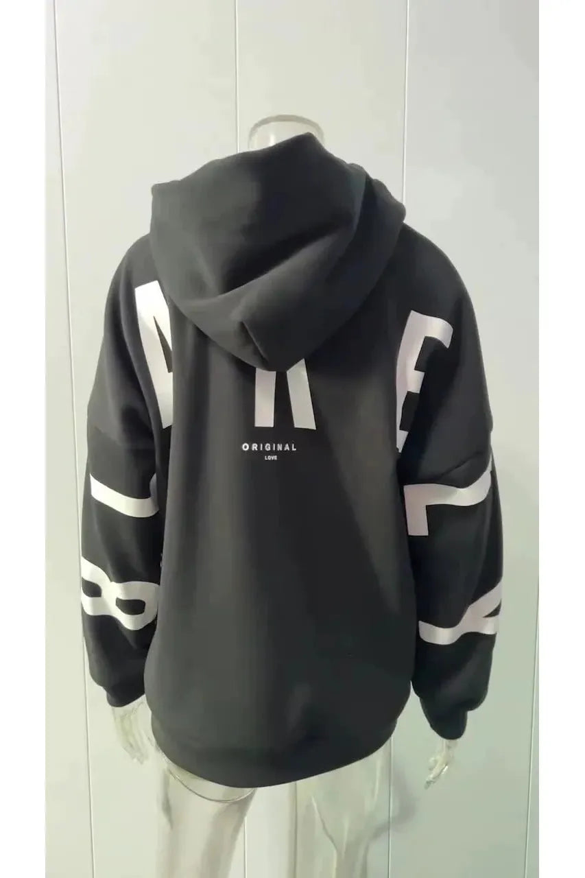Loose Fit Hoodie with Big Thick Letters
