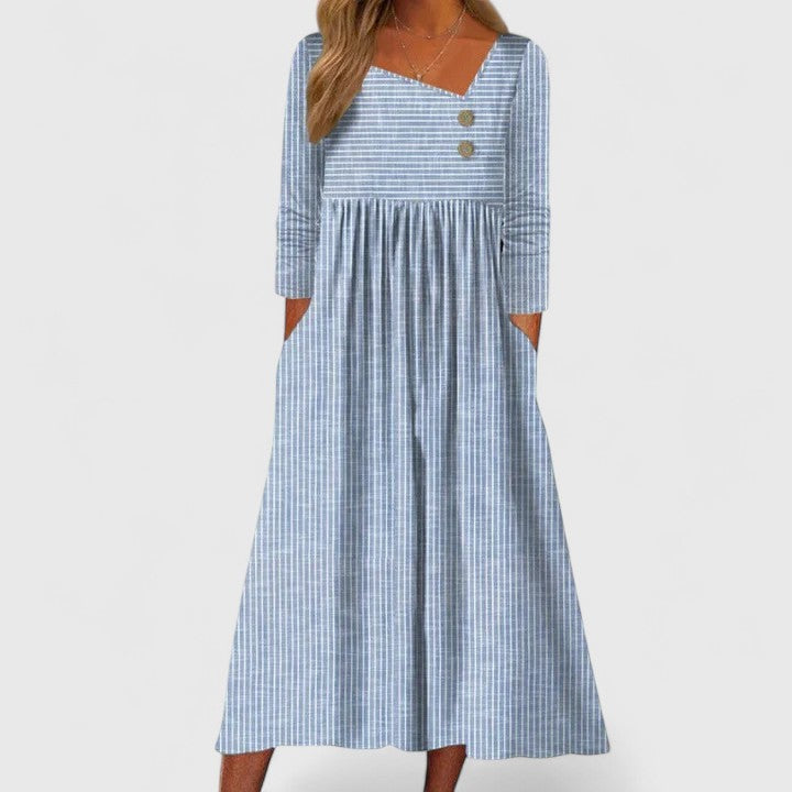 Round Neck Floral Branch Print Short Sleeve A-Line Midi Dress