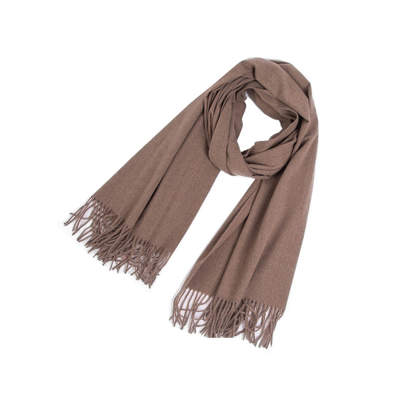 New Autumn Winter Fullpolyester Tassel Solidcolored Versatile Scarf
