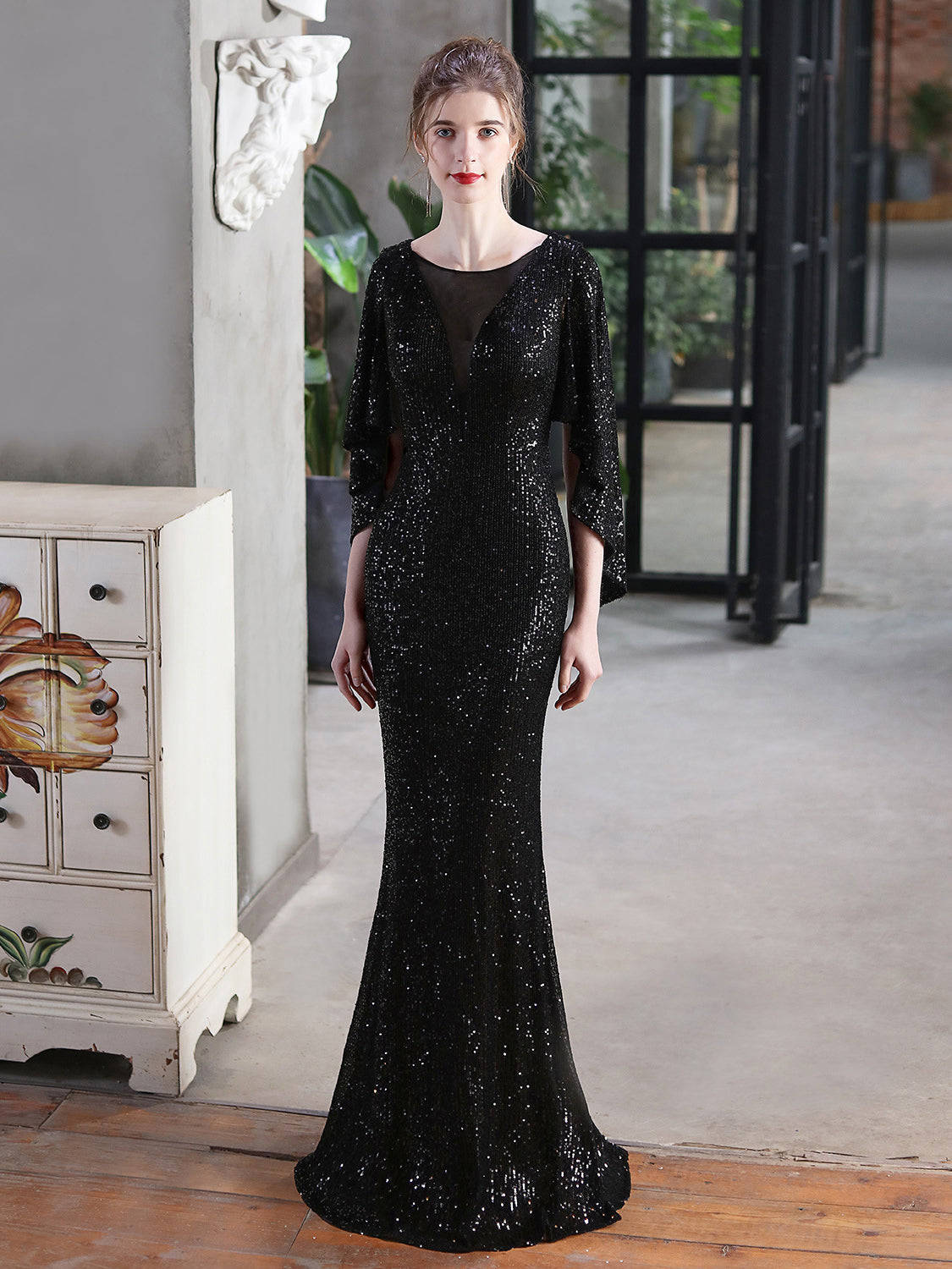 Angel wings elegant evening dress