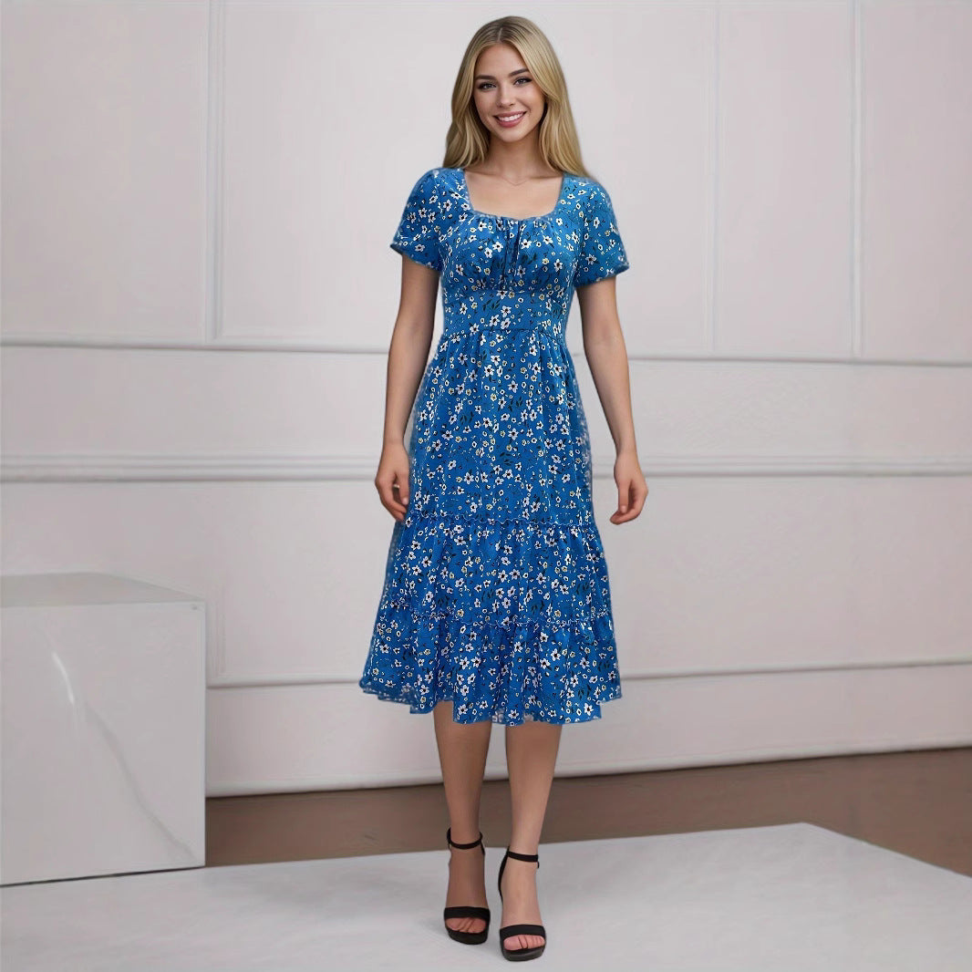 Cecilia Minimalist Women's Floral Pleated Maxi Dress Designer Edit