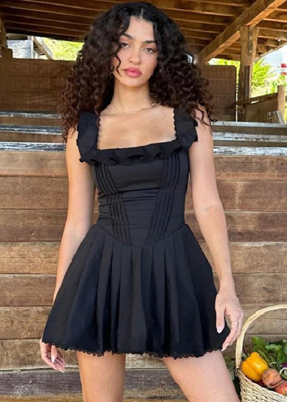 Midnight Charm Ruffled Corset Mini Dress