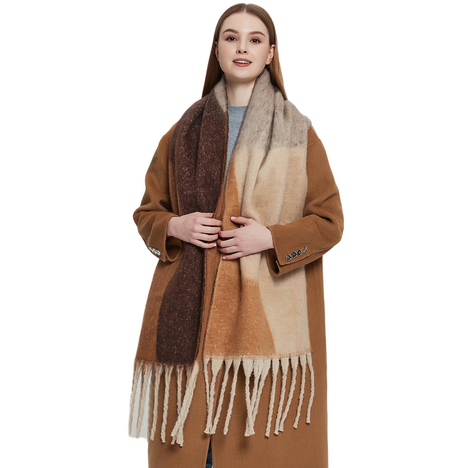 Thickened Cape Autumn Winter Loopyarn Geometric Scarf