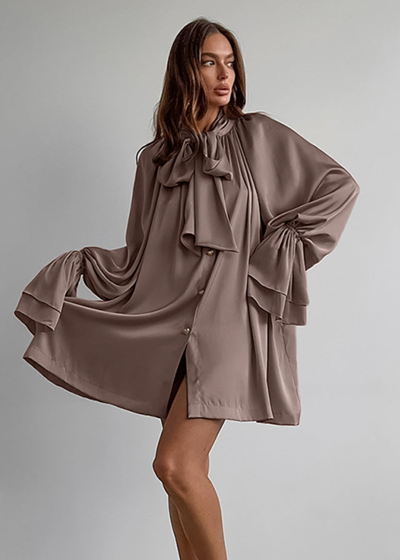 Opulent Grace Bow Tie Blouse Dress