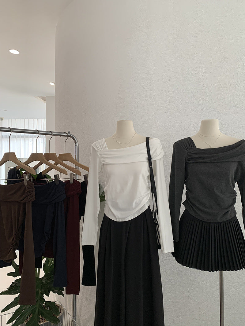 Off-Shoulder Long Sleeve T-Shirt