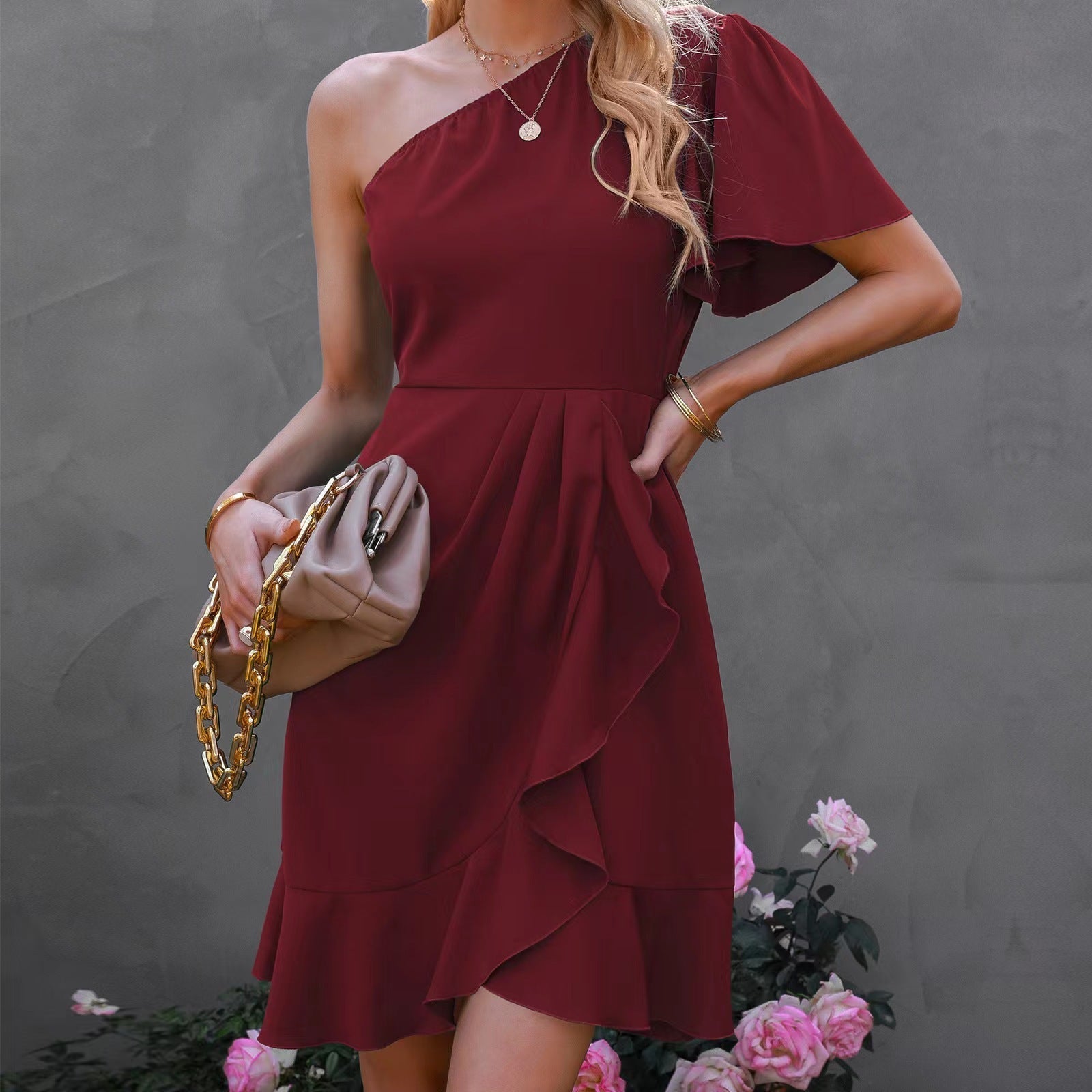 Nora Luxe One Shoulder Mini Dress Boutique Collection