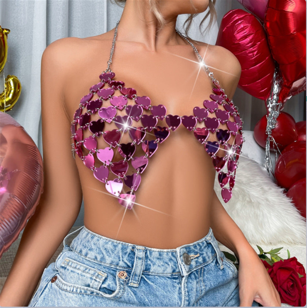 Party Amethyst Sequin Halter Top