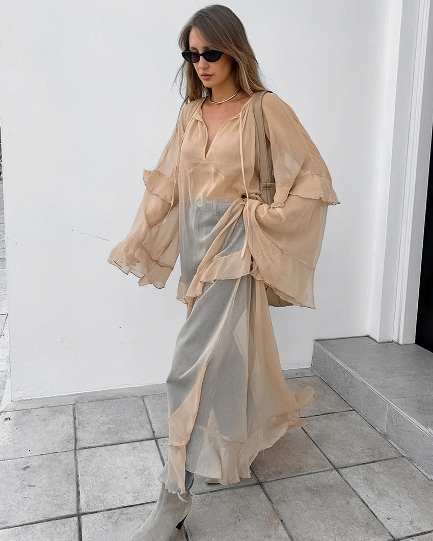 Ronnie Sheer Dress - Khaki
