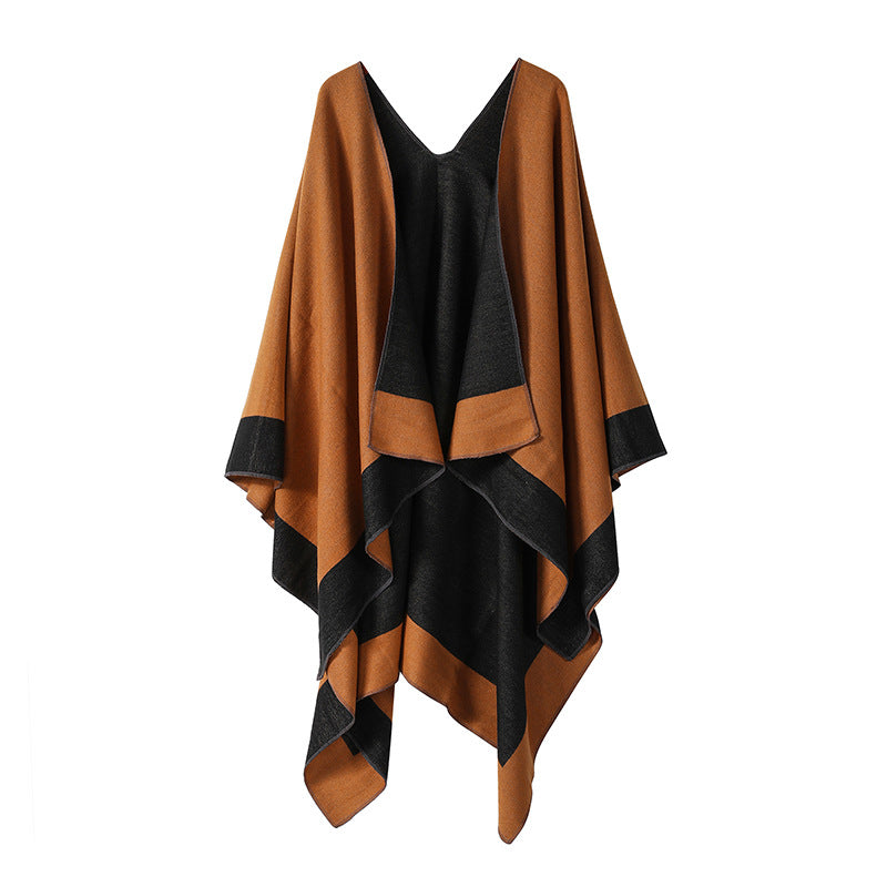 Plaincolored Doublesided Cape Autumn Winter Simple Scarf