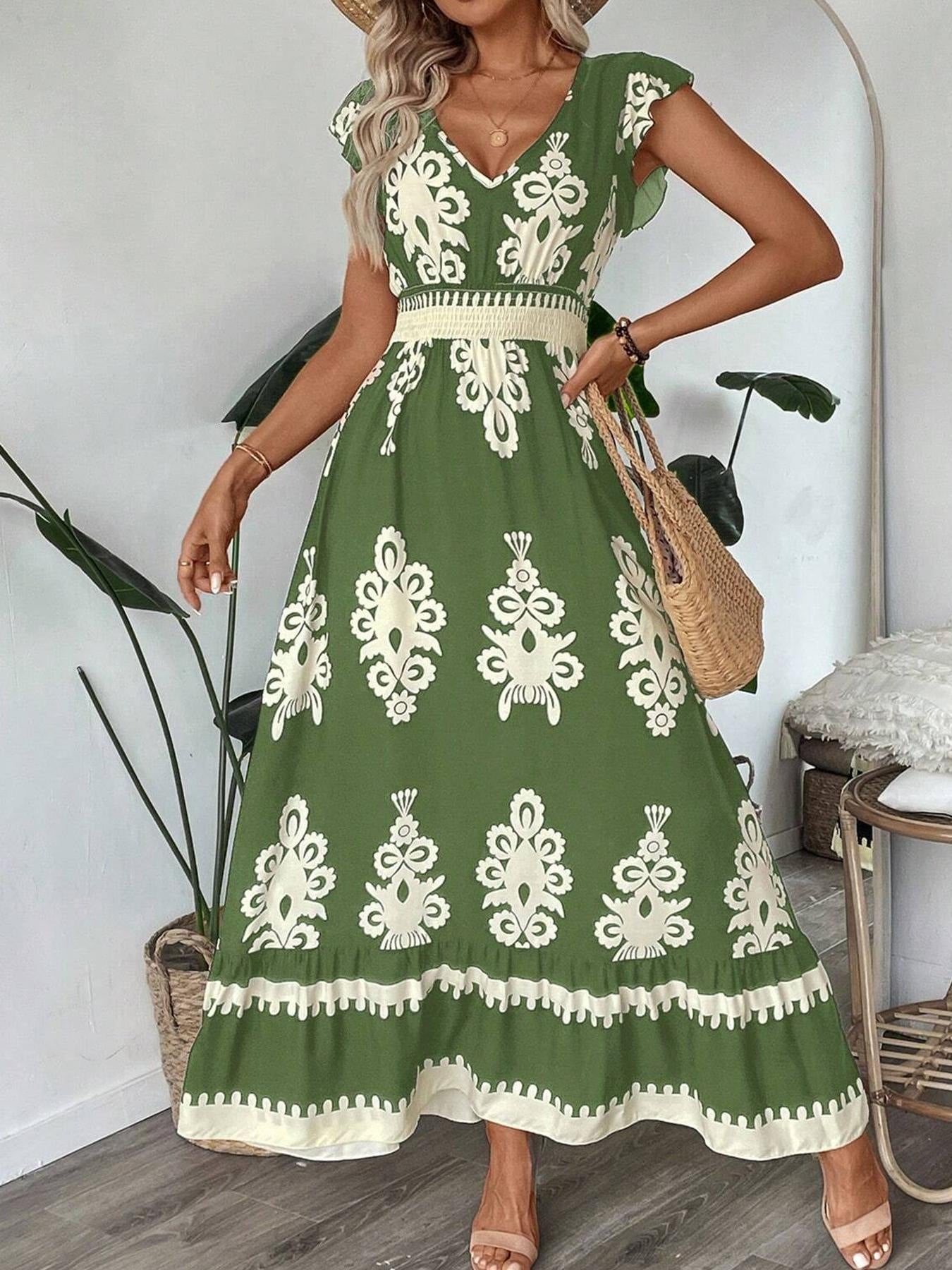 Aurora Minimalist Women's Embroidered V Neck Maxi Dress Elevated Occasion Wear
