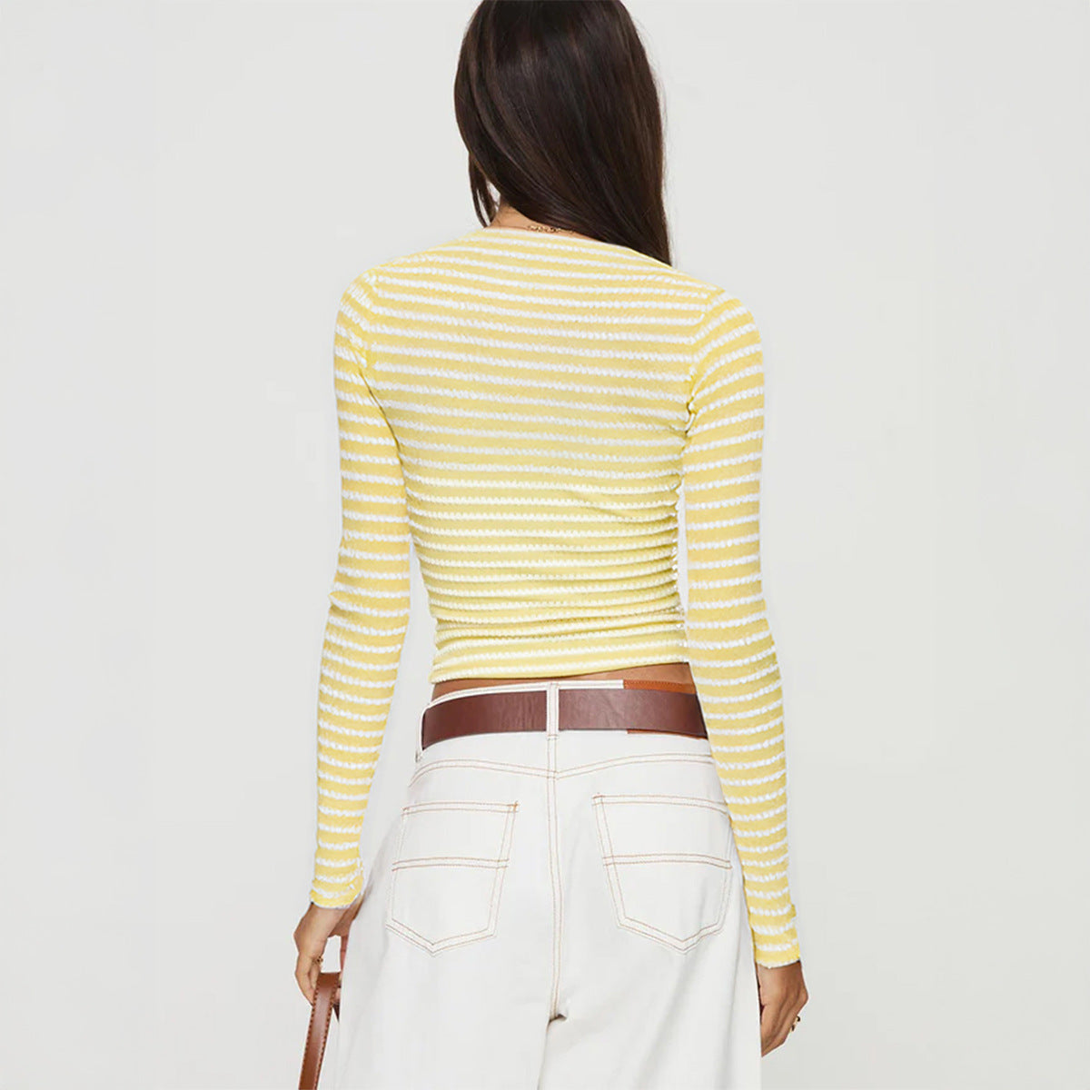 Street Sweet Striped Square Neck Crop Top