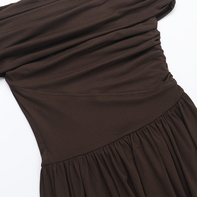 Dahlia Off Shoulder Dress Brown
