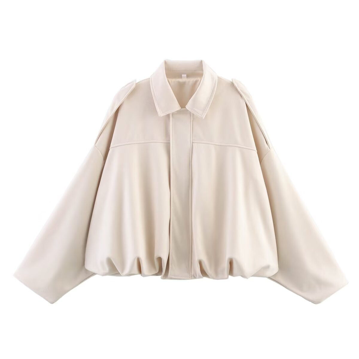 Suede Effect Zip-Up Collared Jacket