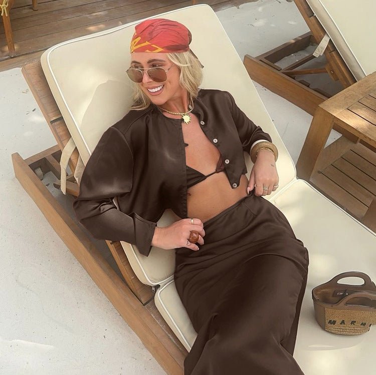 Vacation Brown Silk Set
