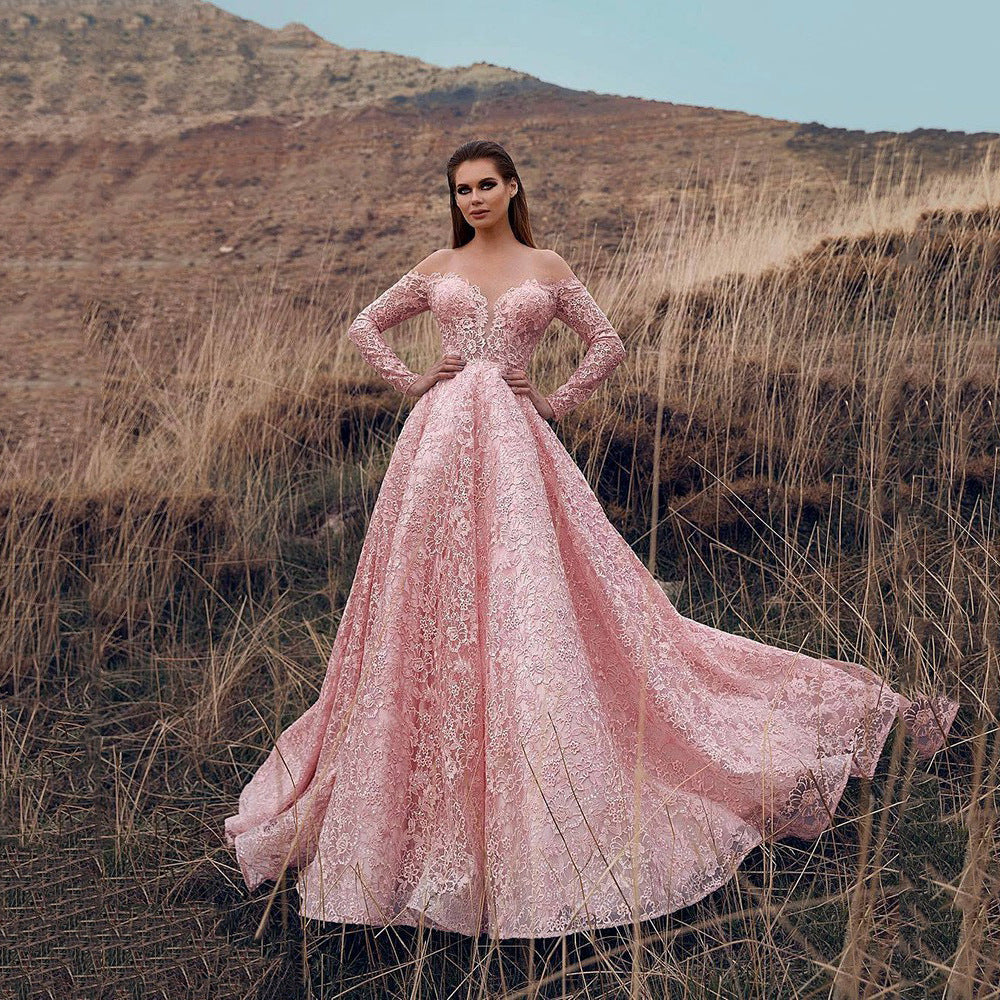 Women Clothing Dress Hollow Out Cutout Lace Embroidery Strapless Sexy Formal Swing Dress