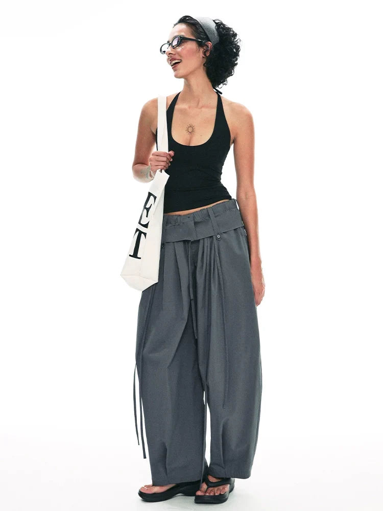 Wide-Leg Paper Bag Trousers