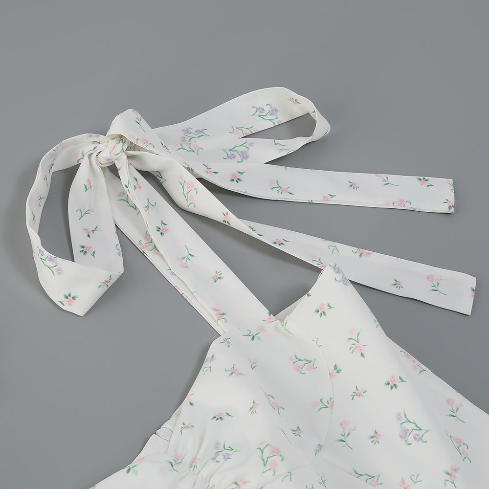 Suspender Ivory Print Dress