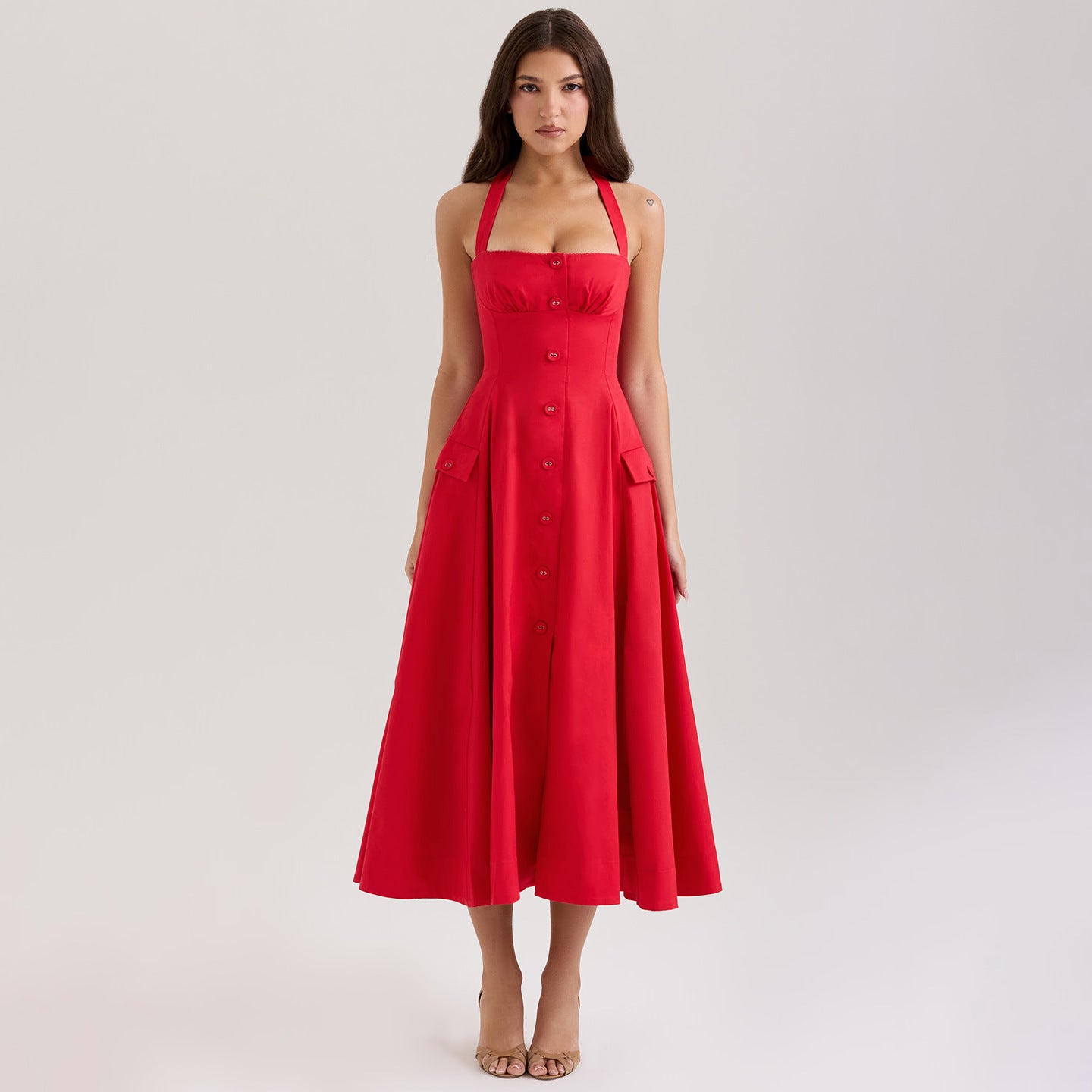 Carnes Midi Dress Red