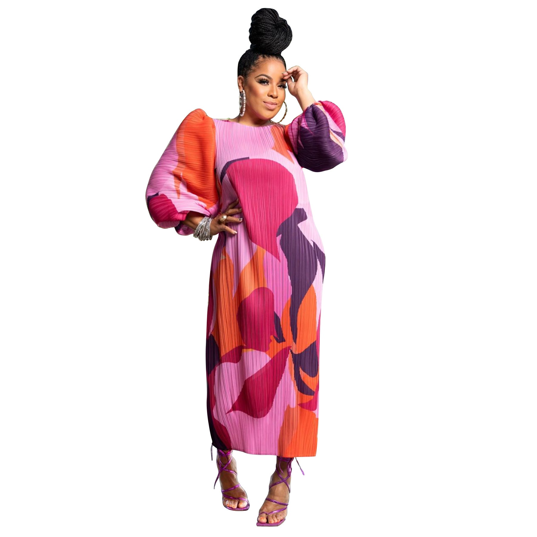 Wear Lantern Sleeve Pleated Dress