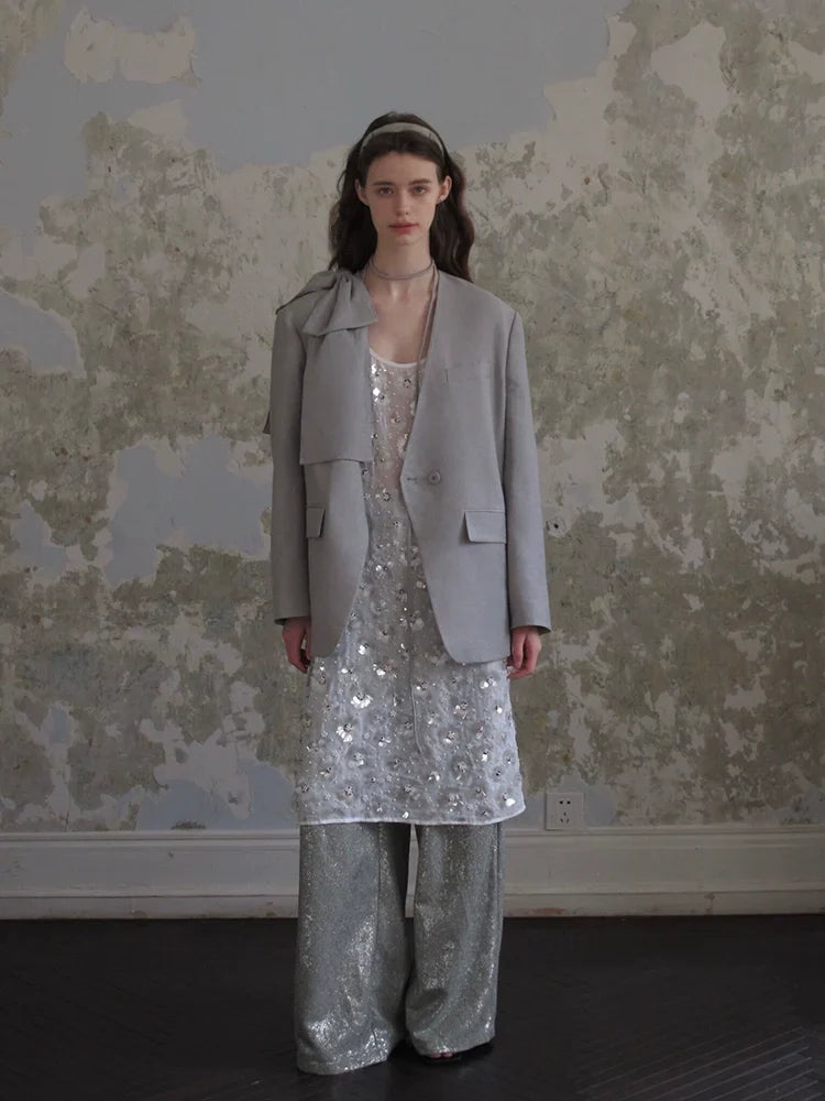 Sequin Embellished Sheer Overlay Dress